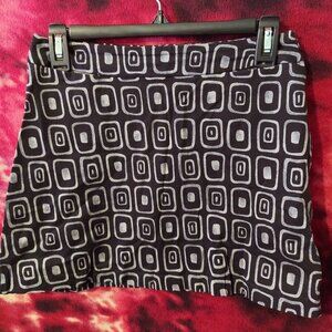 vintage black and blue abstract patterned mini skirt